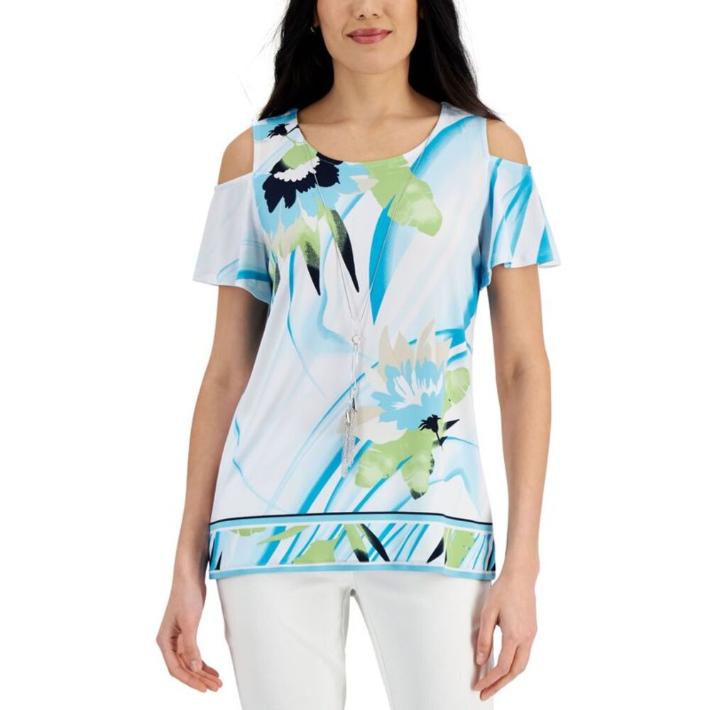 JM Collection Petite Printed Cold-Shoulder Tunic